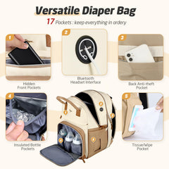 Tonyeee diaper bag earphone hole for hands-free listening