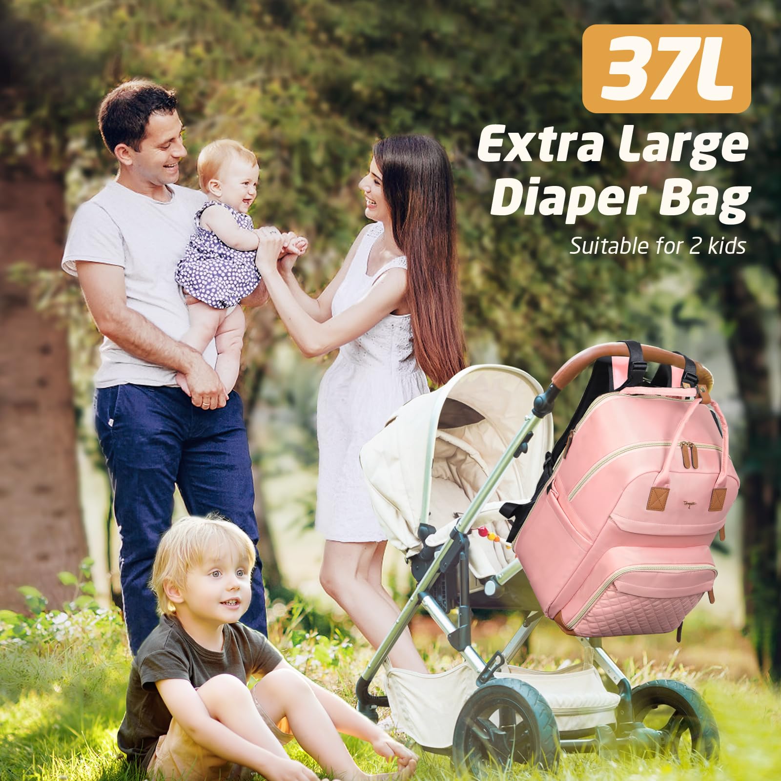 Tonyeee diaper bag backpack ergonomic cushioned straps for comfortable carry