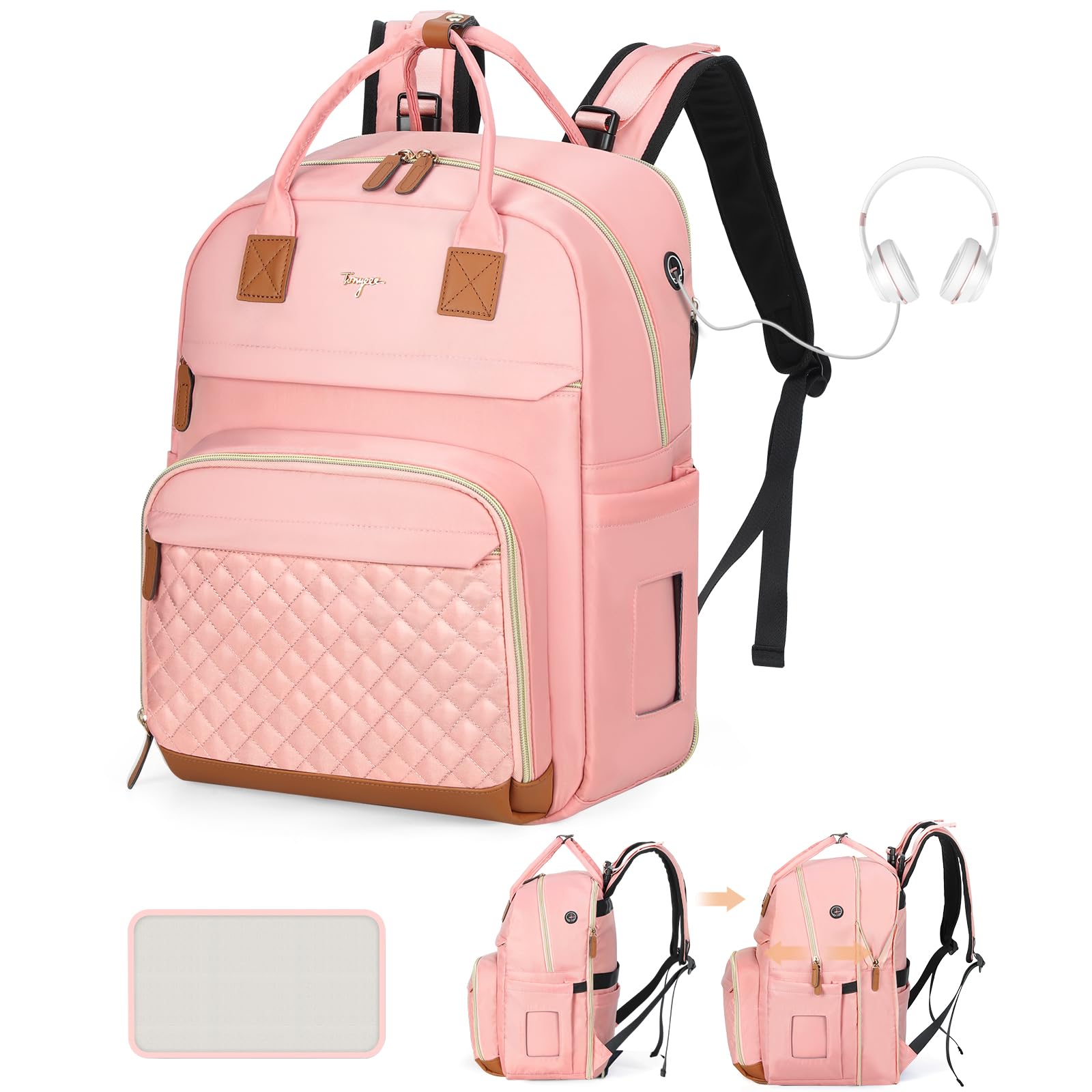 Tonyeee diaper bag backpack expandable capacity for twins on the go