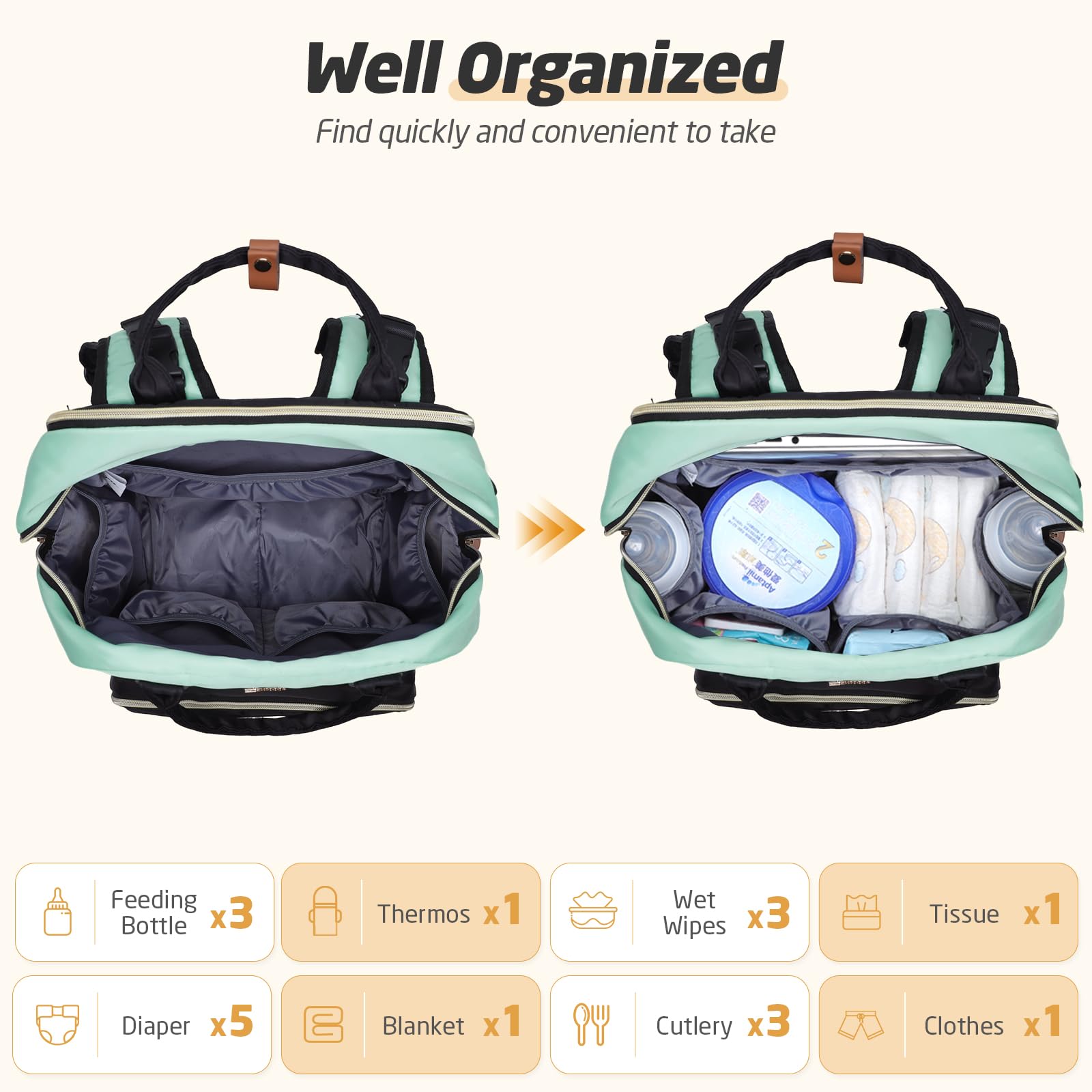 Tonyeee diaper bag backpack with insulated pockets to keep bottles ready.