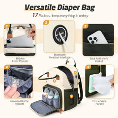 Tonyeee diaper bag backpack with insulated pockets keeps bottles and snacks ready.