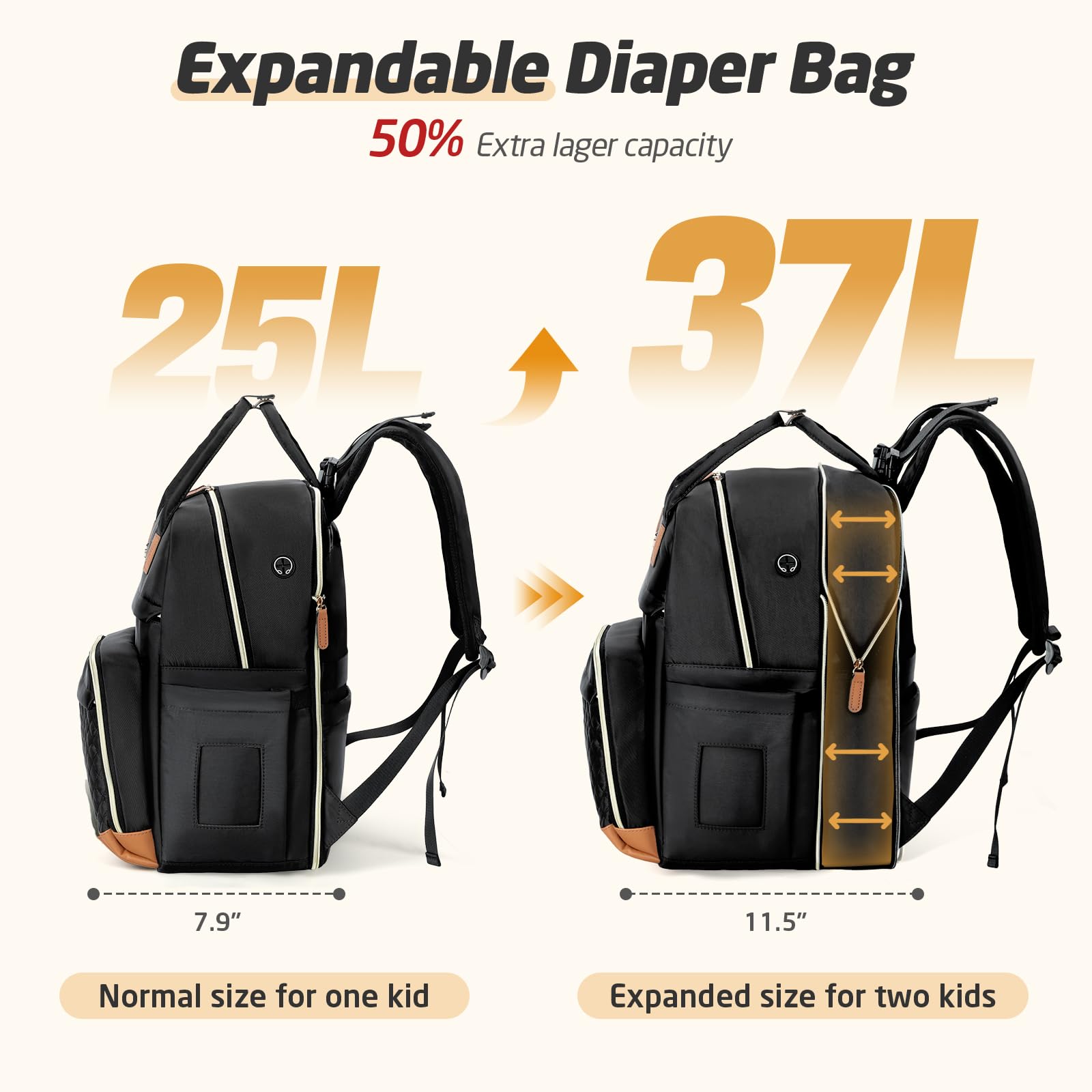 Tonyeee diaper bag backpack side view highlighting ergonomic design.