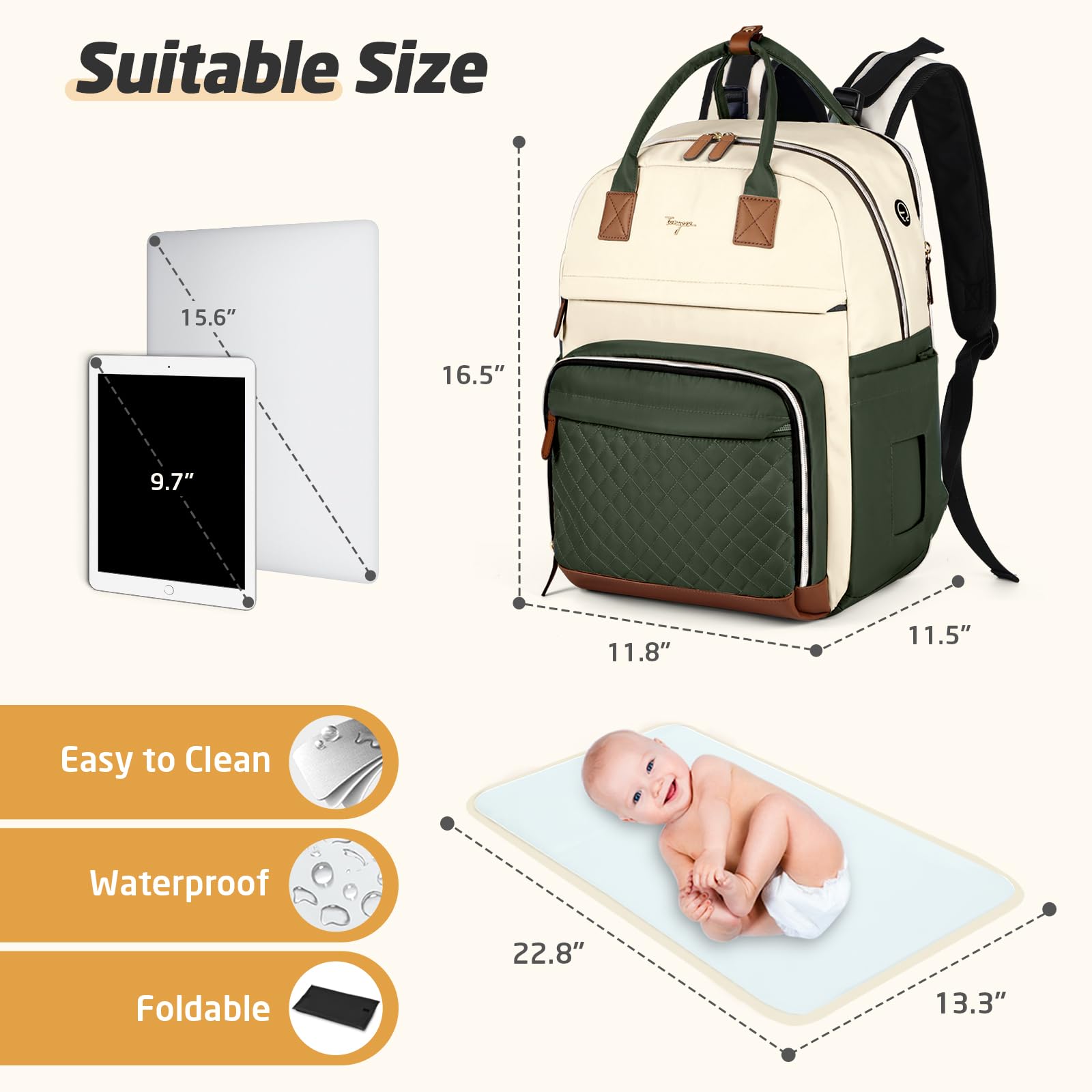 Tonyeee diaper bag backpack works with strollers for hands-free outings.