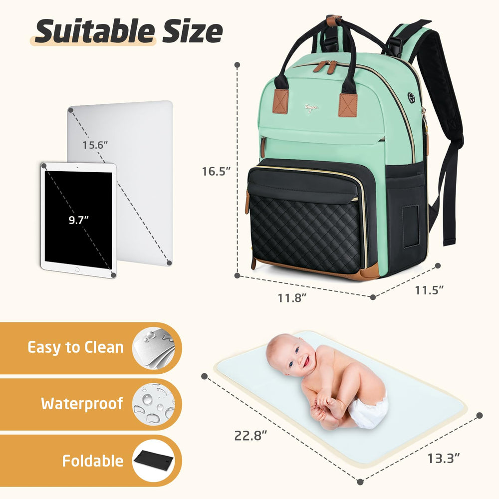 Tonyeee diaper bag backpack with a unisex design for mom or dad use.