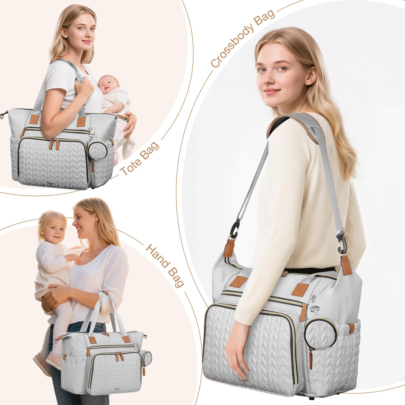 Tonyeee diaper bag tote with luggage sleeve for travel convenience.