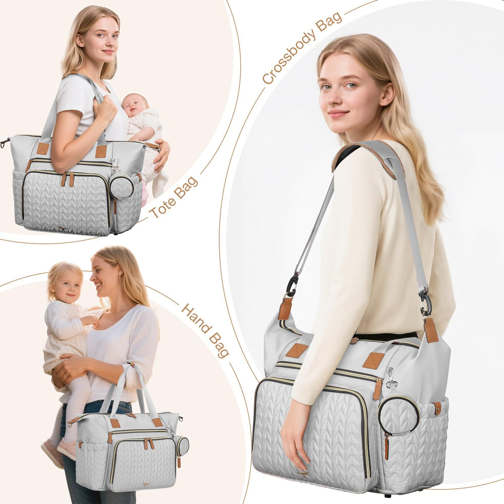 Tonyeee diaper bag tote with luggage sleeve for travel convenience.