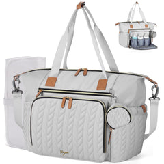 Tonyeee diaper bag tote with quilted nylon exterior for durable daily use.