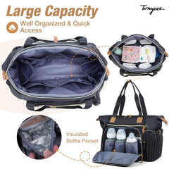 Tonyeee diaper bag tote features tear-resistant fabric for daily use