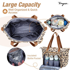 Tonyeee leopard diaper bag with pacifier case for on-the-go organization