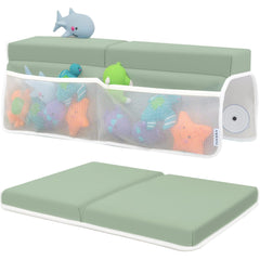 Toodly baby bath kneeler memory foam close-up showing plush knee support during bath