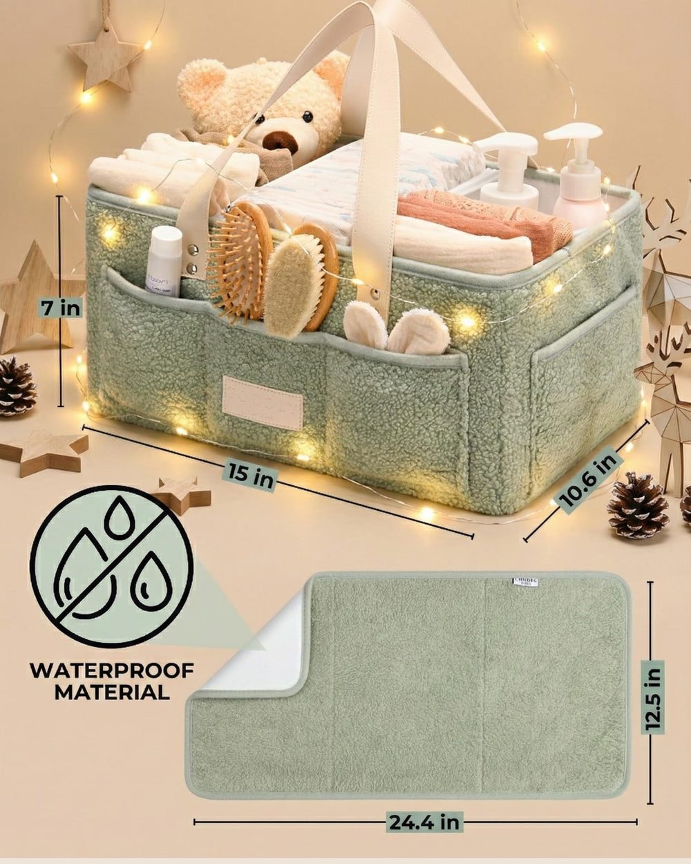 Toodly Baby Diaper Caddy Organizer grow-with-baby versatility for toys or books.