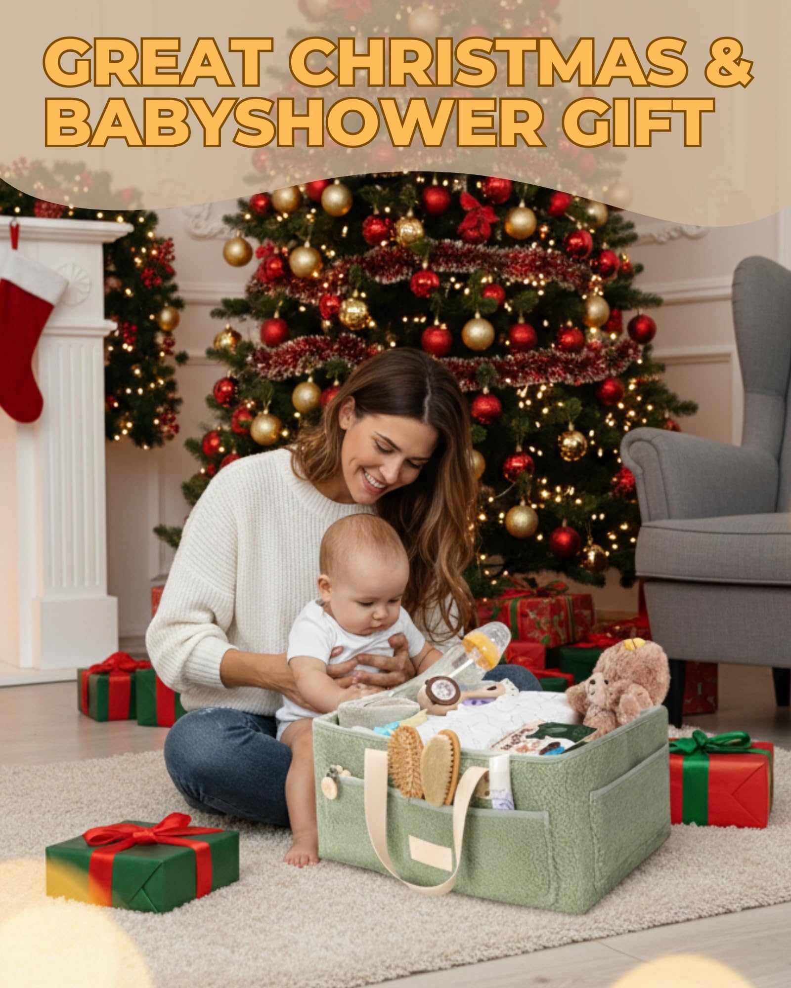 Toodly Baby Diaper Caddy Organizer removable dividers enable quick reconfiguration.