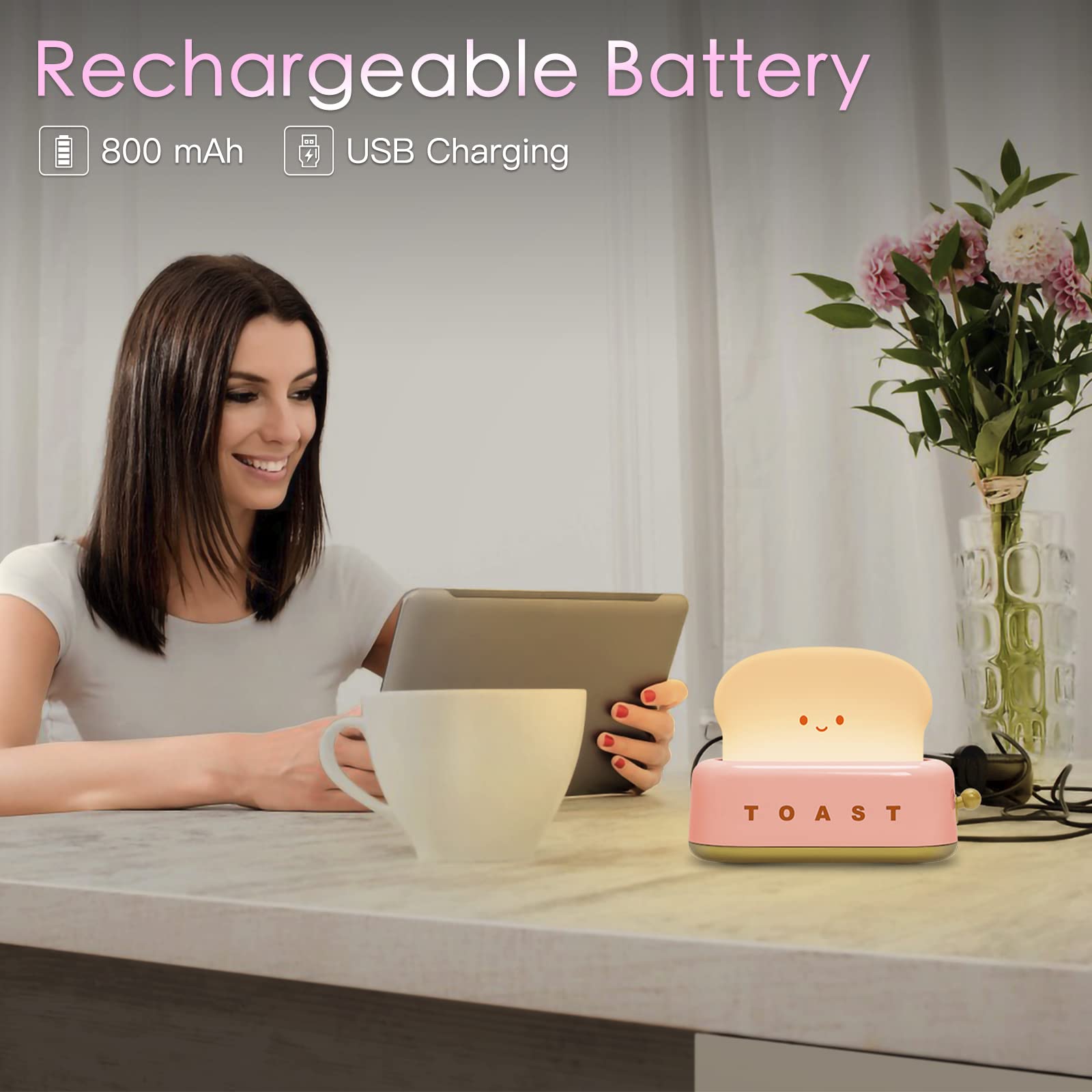 TOOGE Toast Lamp dimming control allows mood setting.