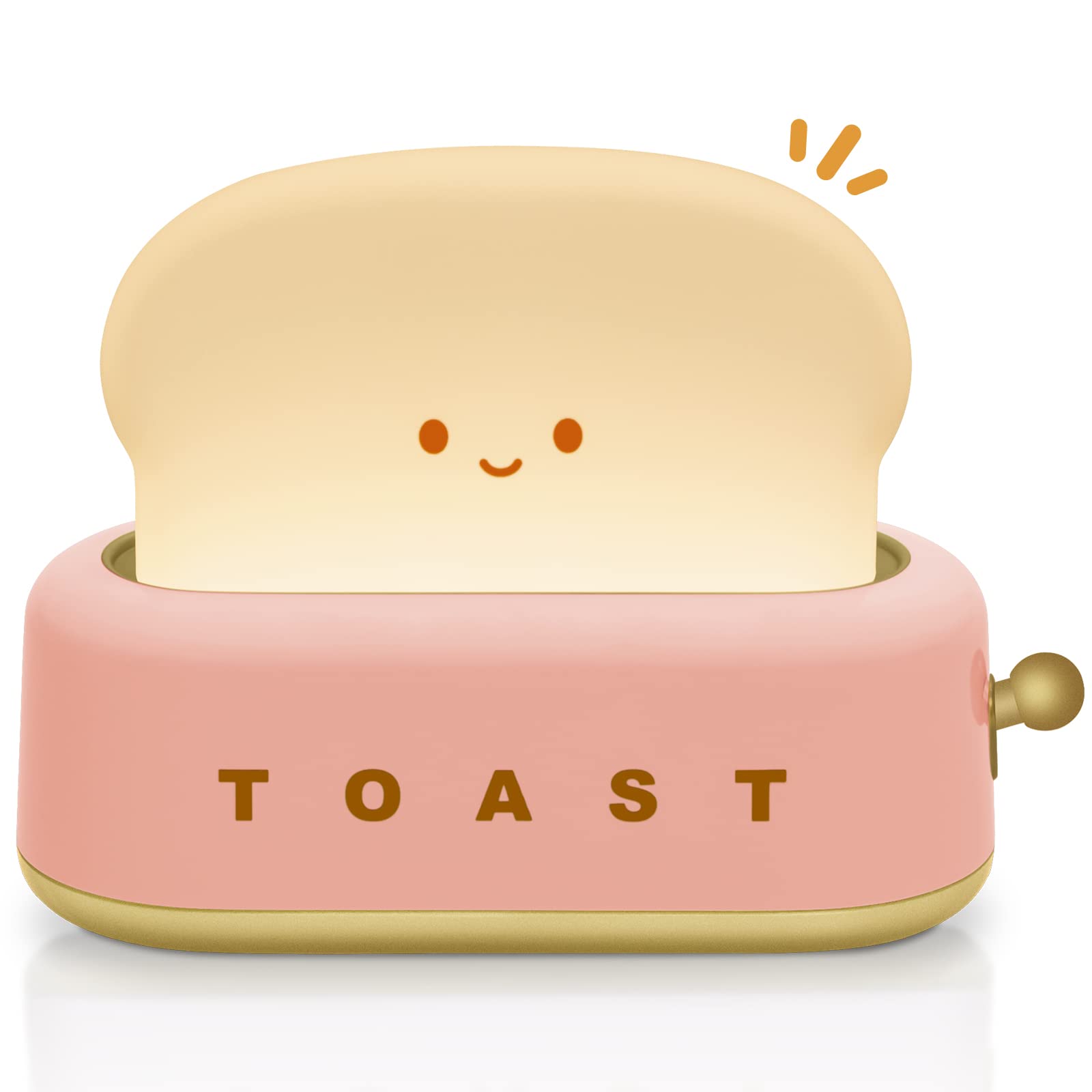 TOOGE Cute Toast Lamp front view glowing softly for cozy evenings.