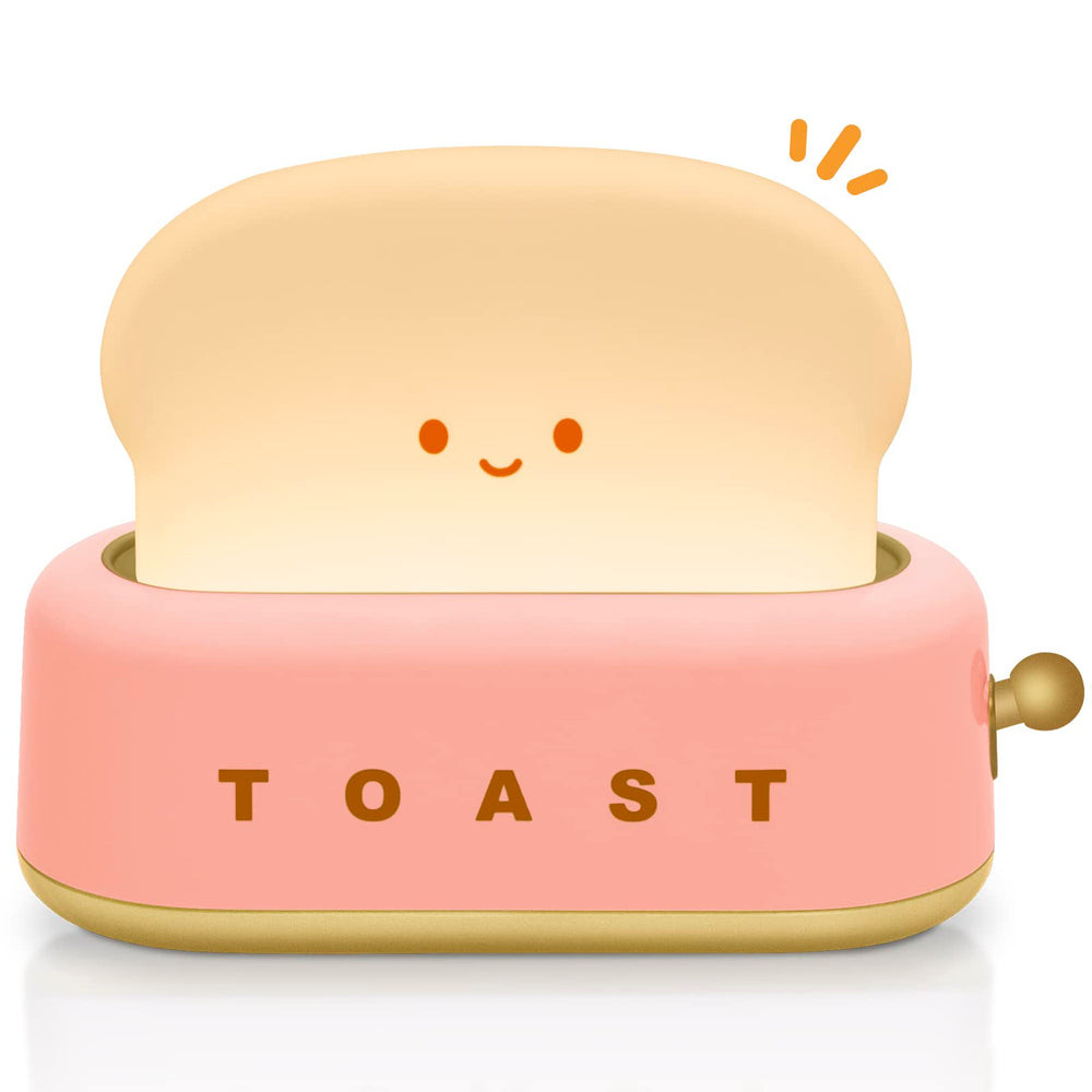 TOOGE Cute Toast Lamp front view glowing softly for cozy evenings.