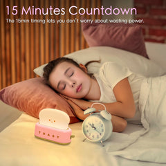 TOOGE Cute Toast Lamp USB-C charging enables cordless bedside use.