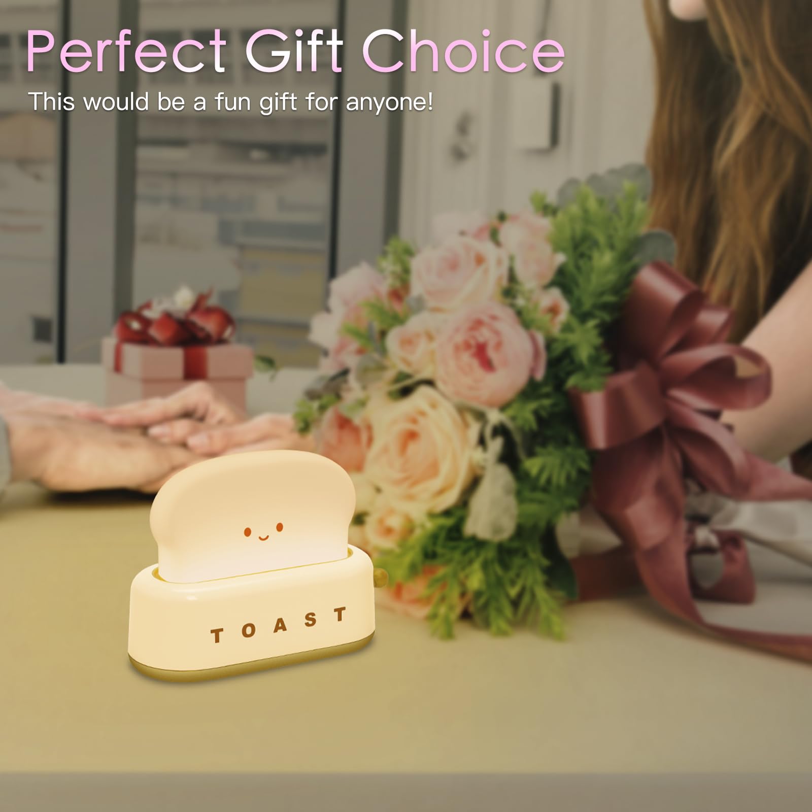 TOOGE toast lamp adds playful decor and soft light to any desk.