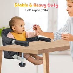 Toogel Hook on High Chair removable cover for simple cleaning.