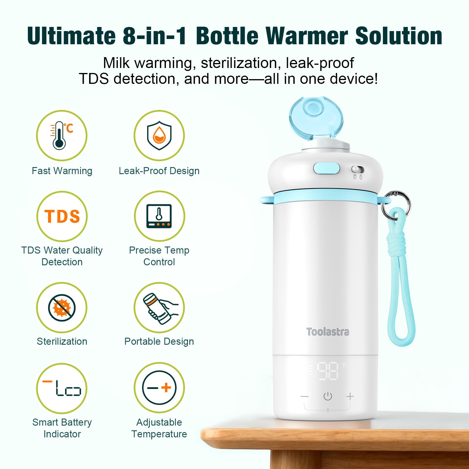 Toolastra TDS water detection and sterilization mode for hygienic bottles