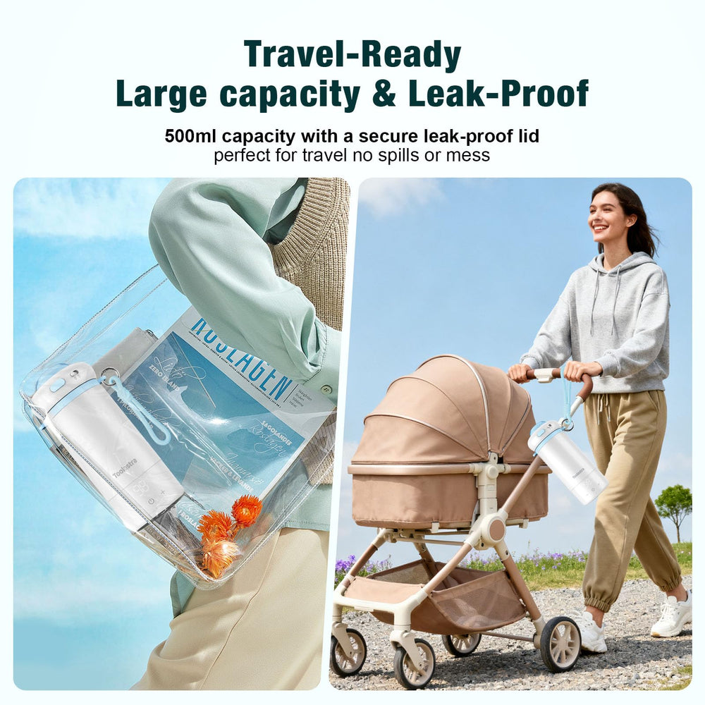Toolastra travel-friendly warmer fits in a diaper bag for journeys