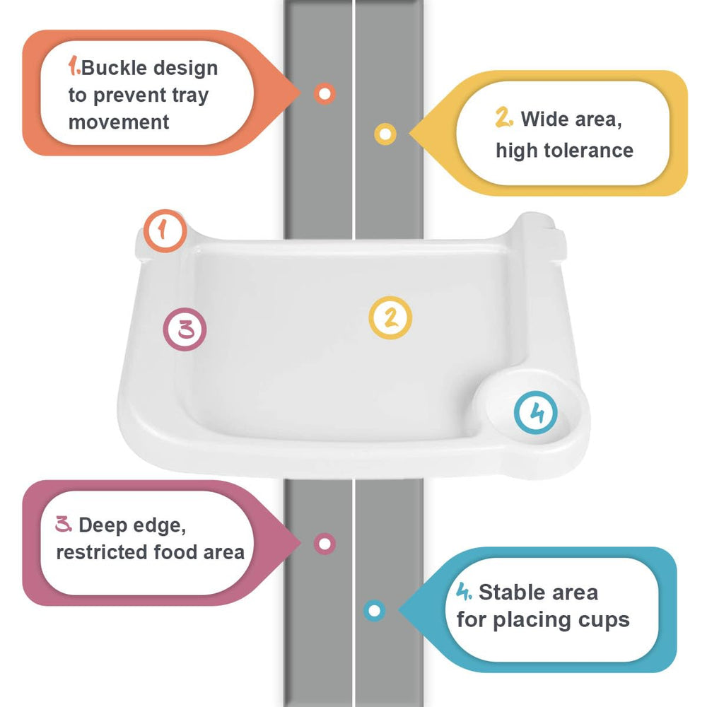 TOONOON white design blends with any high chair for a cohesive look.