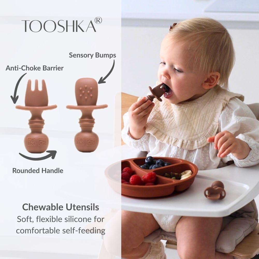 Tooshka baby utensil set open cup ideal for baby-led weaning practice