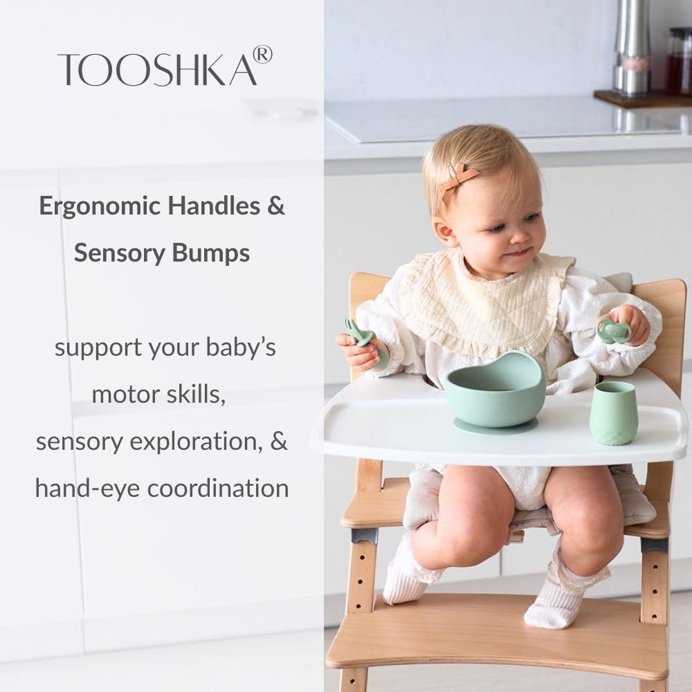 Tooshka baby utensil set teething bumps provide gentle sensory cues