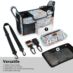 TopDesign detachable mesh bag offers washable storage for diapers and extra clothes.