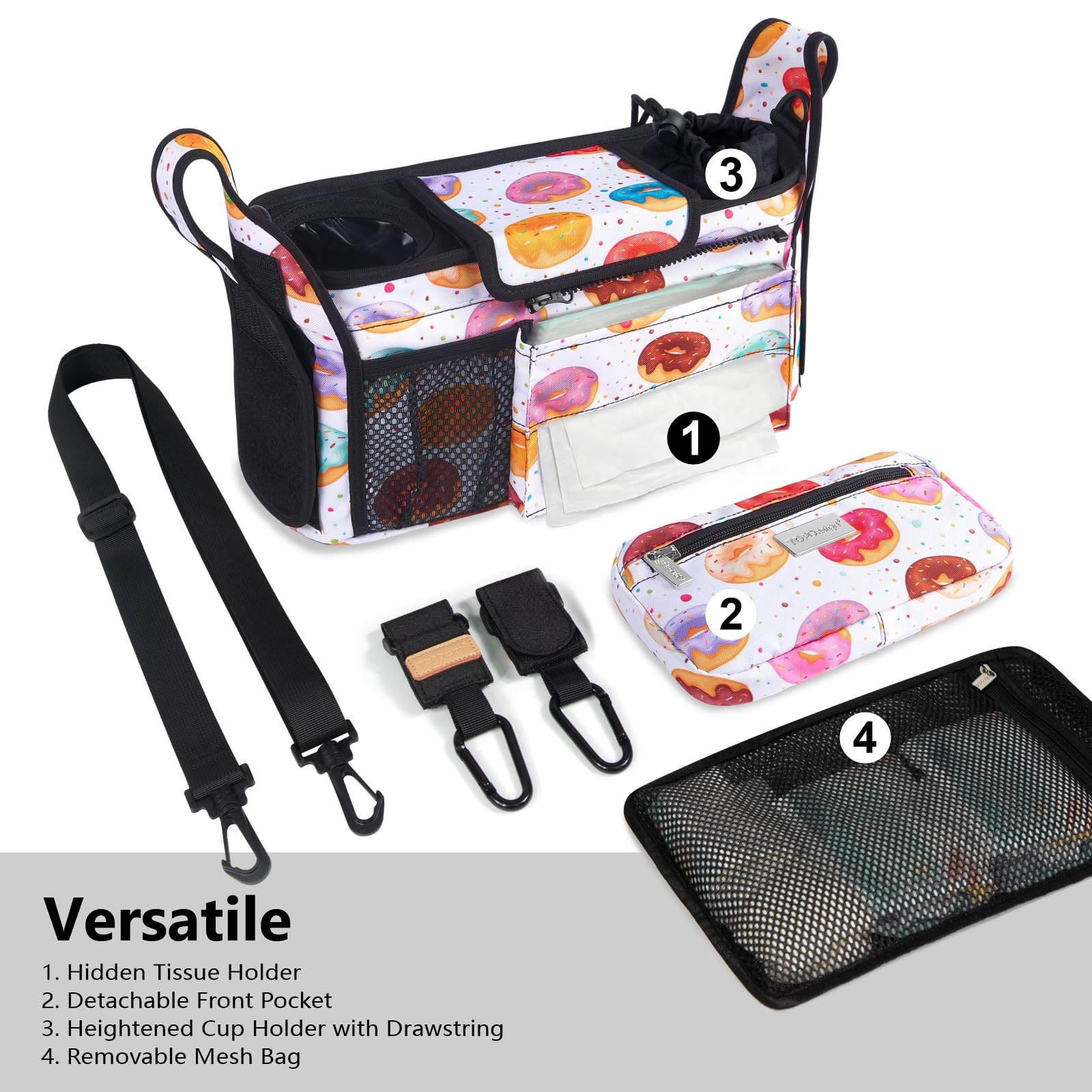 TopDesign Donuts organizer with detachable mesh bag for easy washing and storage