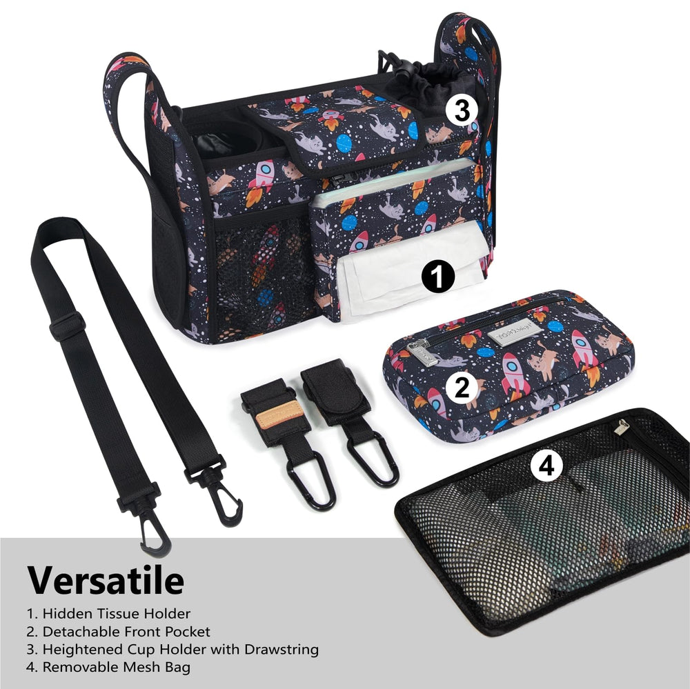TOPDesign front detachable pouch acts as wristlet for essentials during walks.