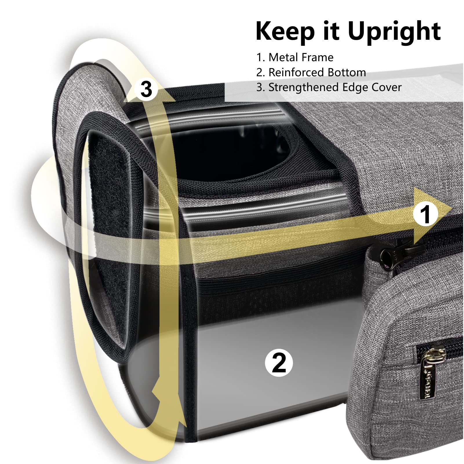 TopDesign non-slip hooks attach firmly to most strollers for secure carry.