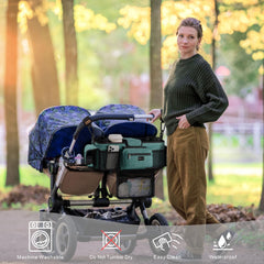 TOPDesign stroller caddy with detachable mesh bag for quick laundry storage.