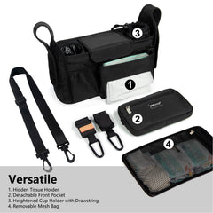 TOPDesign stroller-caddy-insulated-cup-holders supports bottles and drinks during outings.
