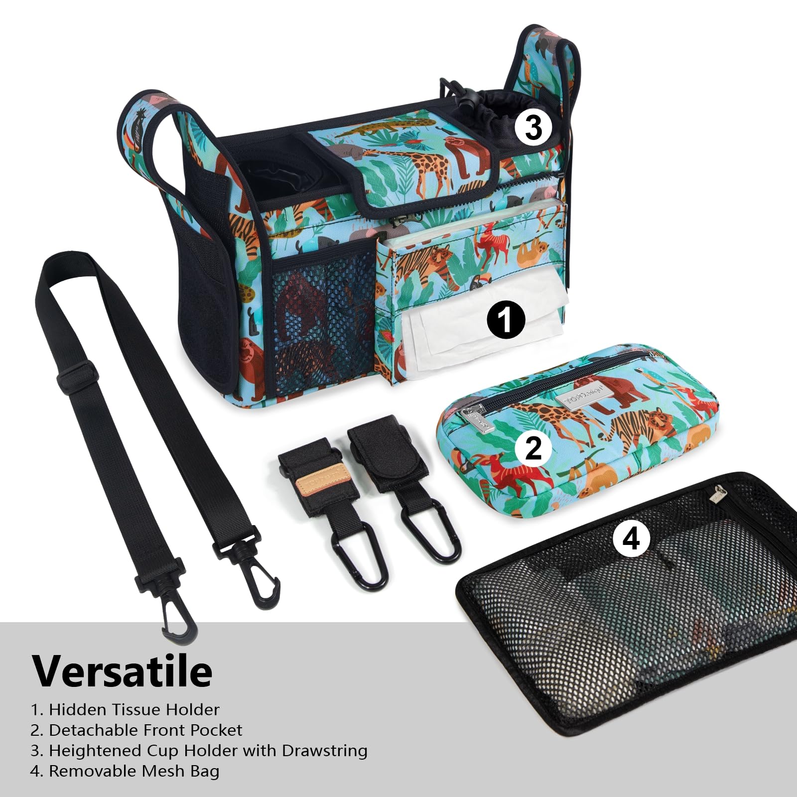 TOPDesign organizer with insulated cup holders to keep bottles at the right temperature.