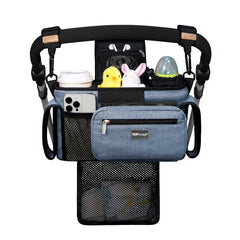 TOPDesign universal baby stroller organizer front view showing organized compartments
