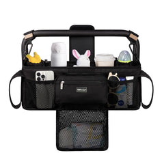 TOPDesign universal stroller organizer front view with easy access pockets.