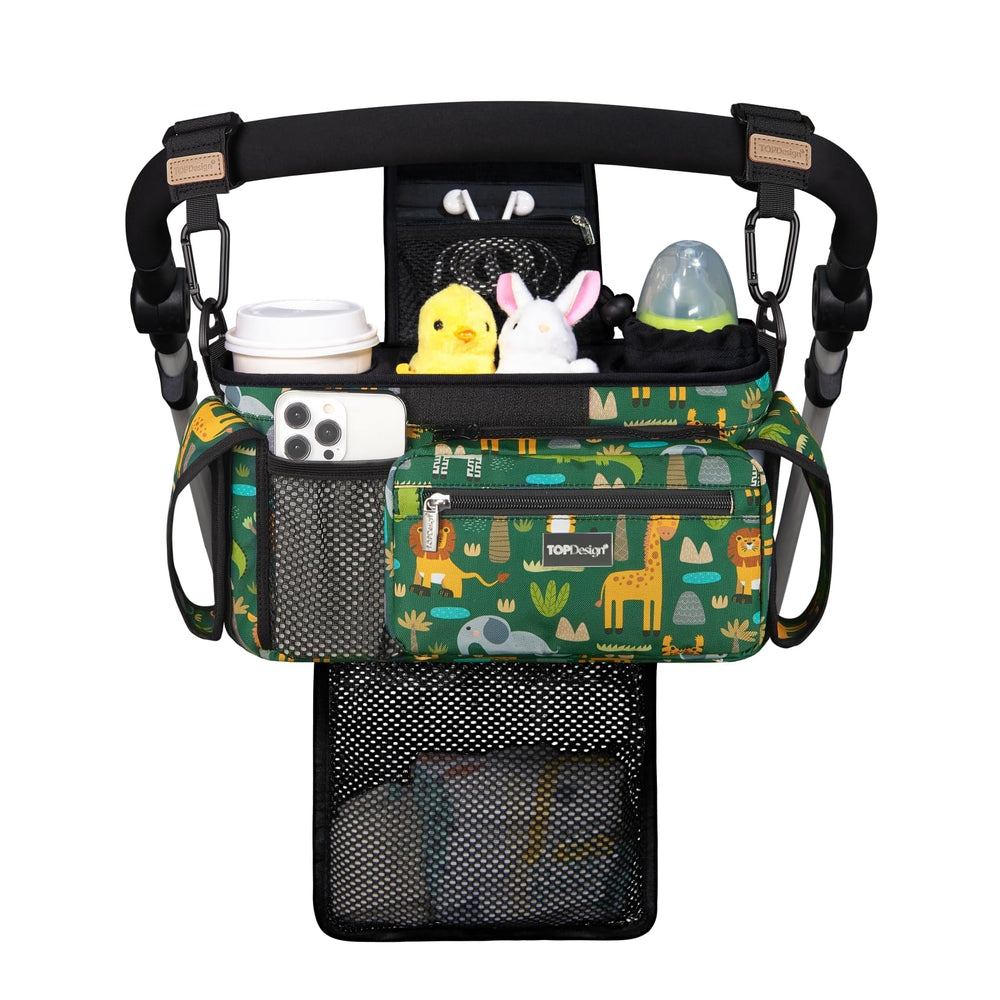 TopDesign Universal Stroller Organizer main view showing organized essentials within reach