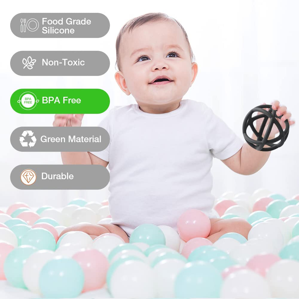 TOPGOMES Teether Ball easy to clean; dishwasher and boiling water safe.