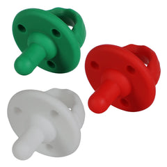 TOPGOMES Christmas Soother pacifier red with large shield for safety.