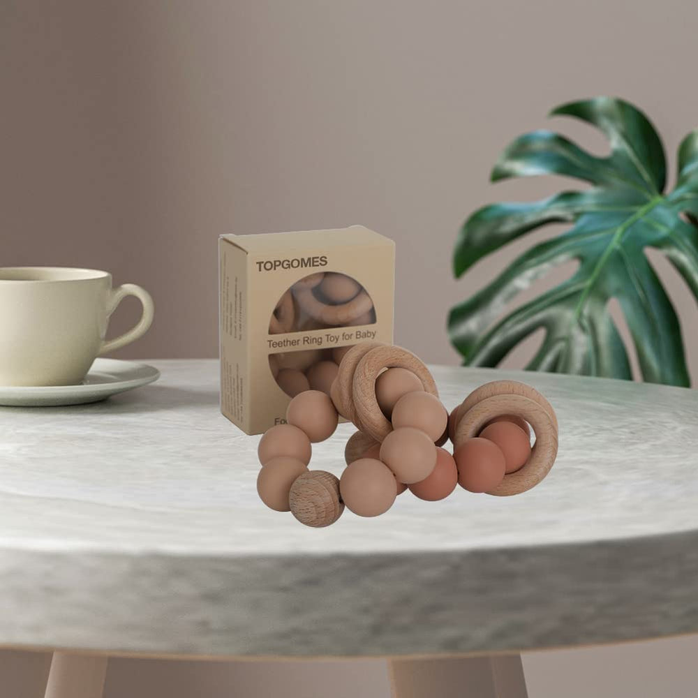 TOPGOMES apricot teether easy cleaning with wipe for quick care