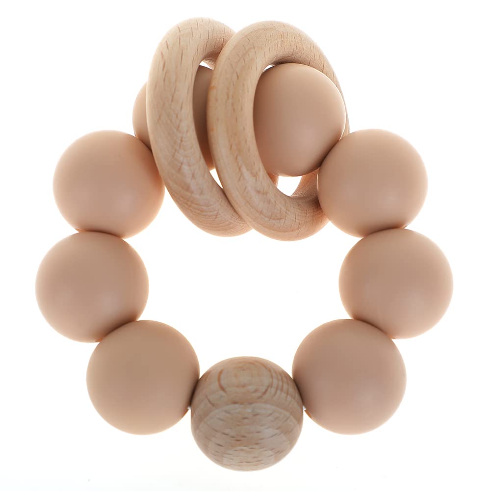 TOPGOMES silicone baby teether apricot closeup for gentle teething relief