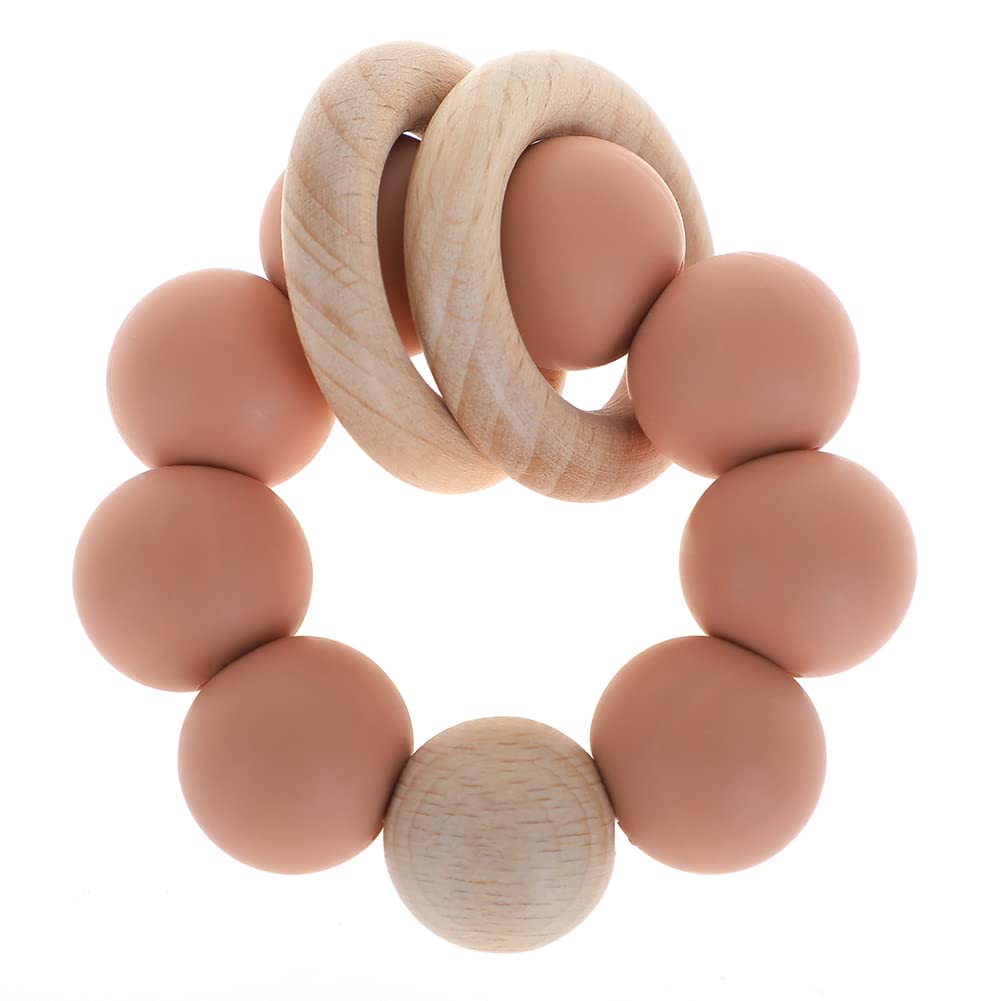 TopGOMES silicone baby teether, face view, eases teething discomfort.