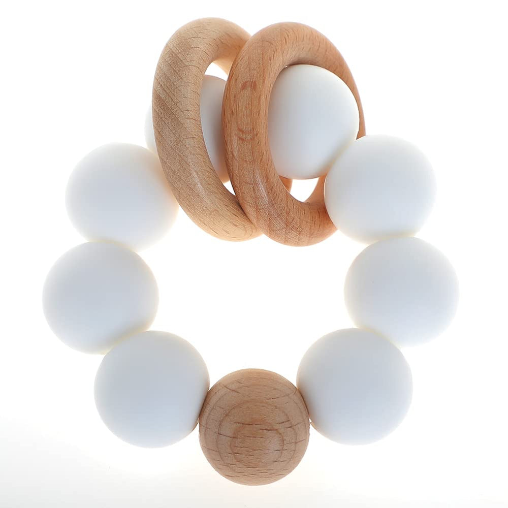 TopGomes silicone baby teether in white for soothing gums during play