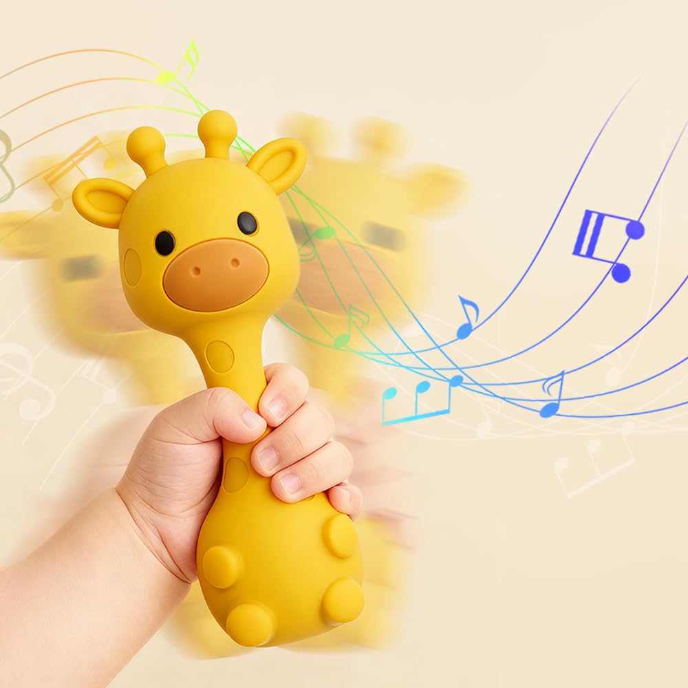 TopGomes baby teether and shaker set in sand shade for on-the-go use