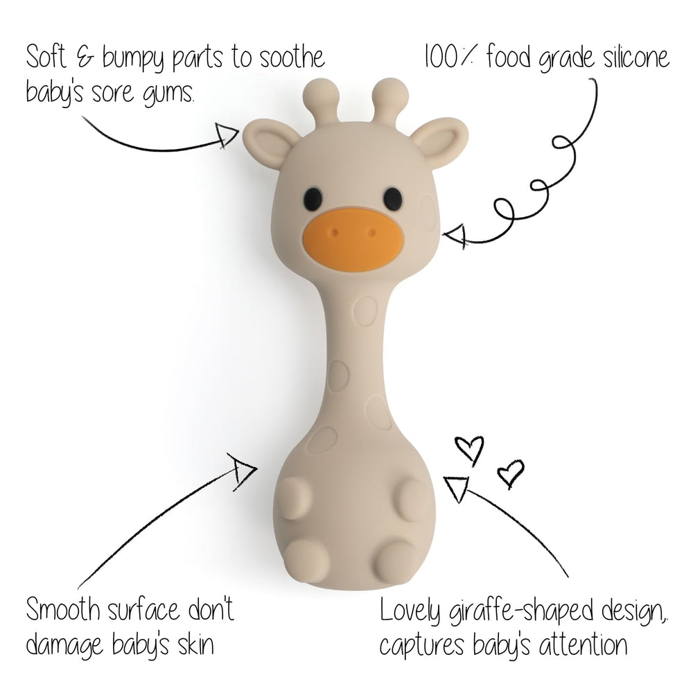 TopGomes silicone teether for babies with easy-grip design and soothing rattling sound
