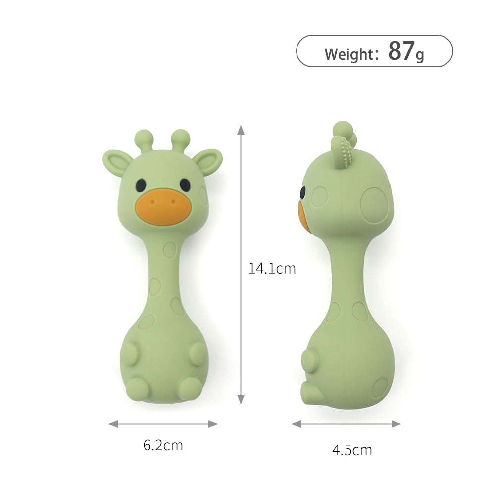 TopGomes teether and rattle in sand color with textured silicone for comfort
