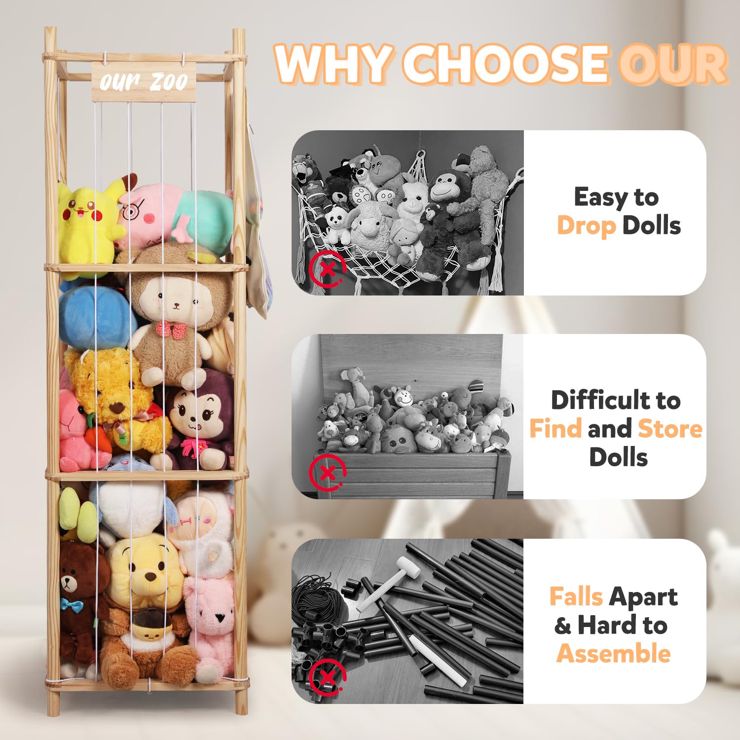 TOPHDY 30 to 40 plush toys capacity keeps rooms clutter-free