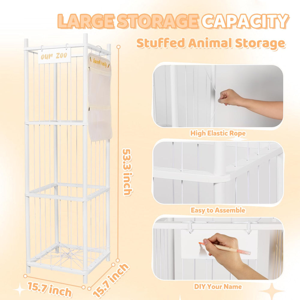 TOPHDY large-capacity plush toy storage shelves organize 30 to 40 plushies with ease.