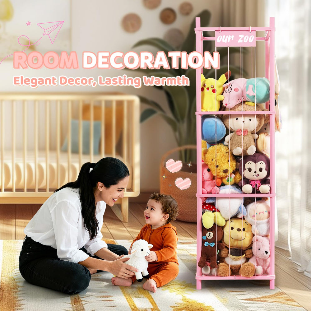 TOPHDY children room example with pink accent and organized plush collection