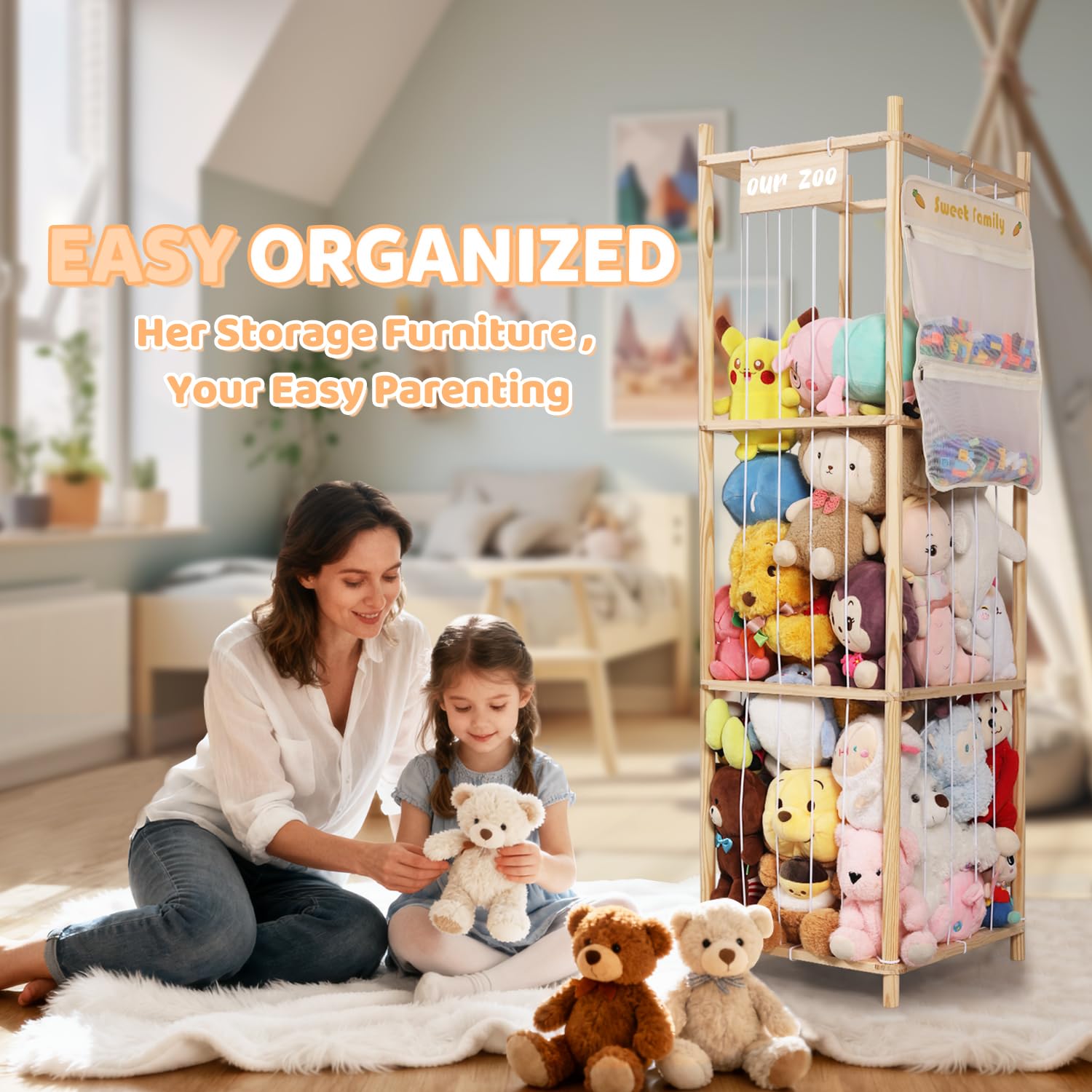 TOPHDY secure side pockets prevent tiny toys from slipping away